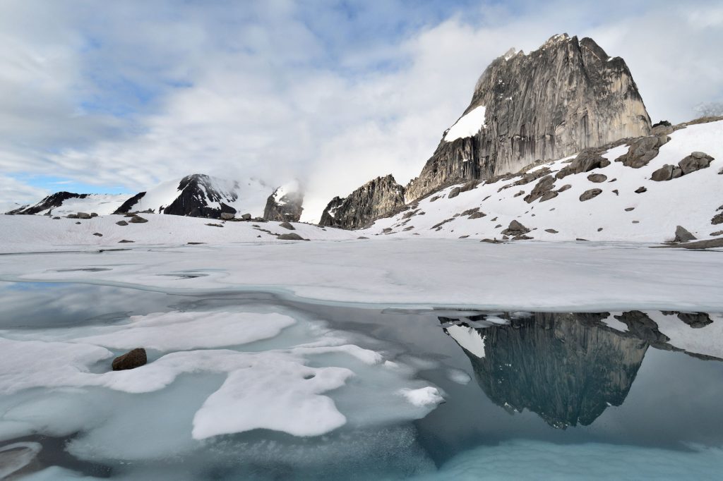 The unforgettable setting of the Applebee campground, perched high above the Alpine Club of Canada's Conrad Kain Hut, served as the base camp for our ascent of Bugaboo Spire