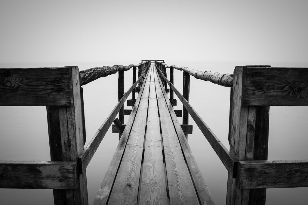Foggy lake black and white