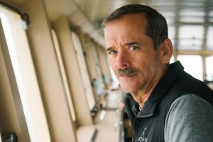 Col. Chris Hadfield in the bridge of the Soviet-era icebreaker, Capitan Khlebnikov. Canadian High Arctic.