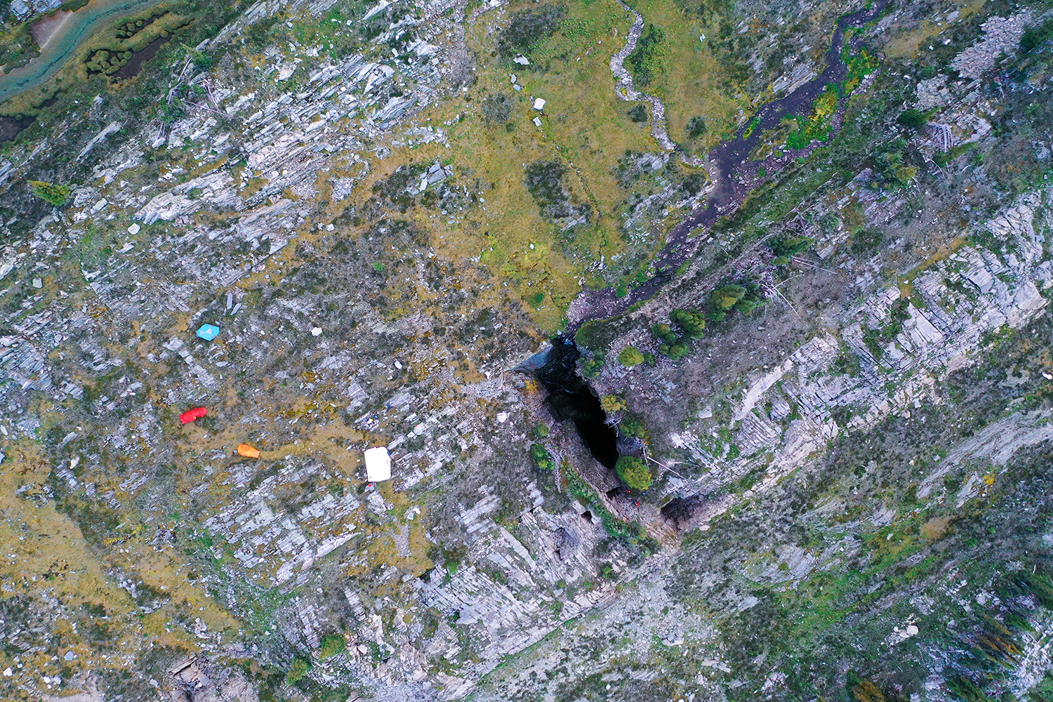 Looking down at Jawdrop cave
