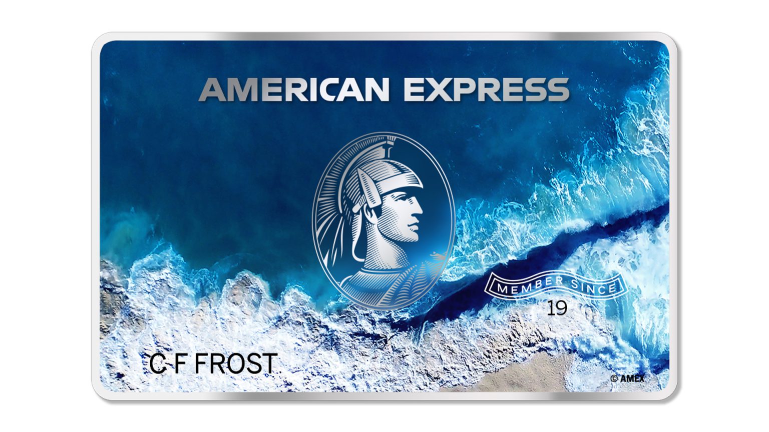 An American Express credit card made with recycled ocean plastic 