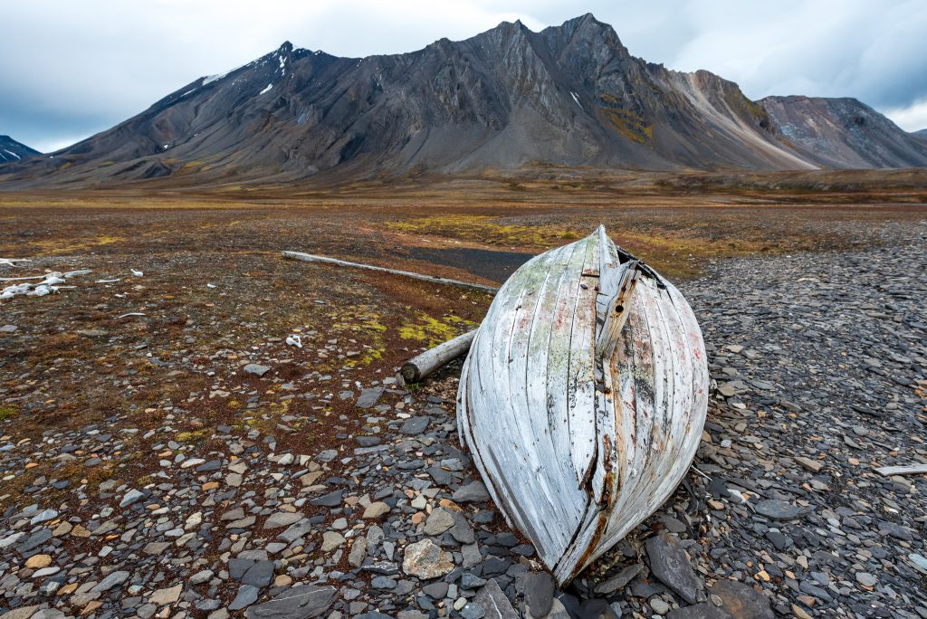 Fishing boat on the shore of Spitsbergen, Svalbard