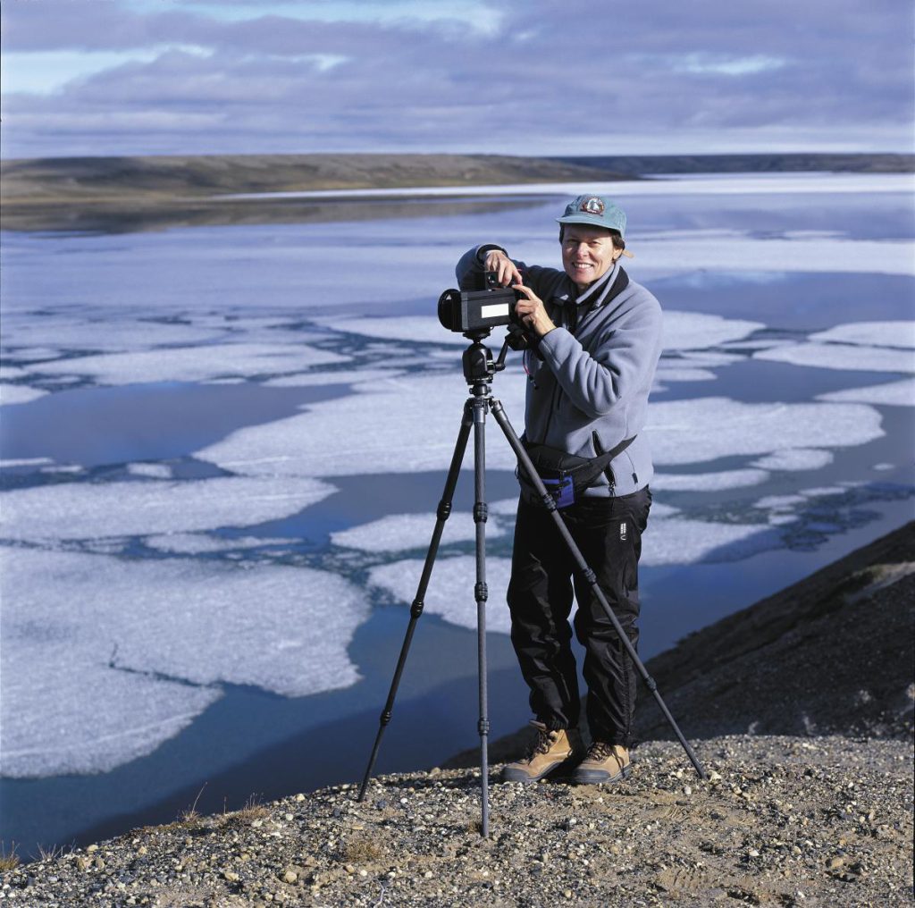 Roberta Bondar with camera on Banks Island