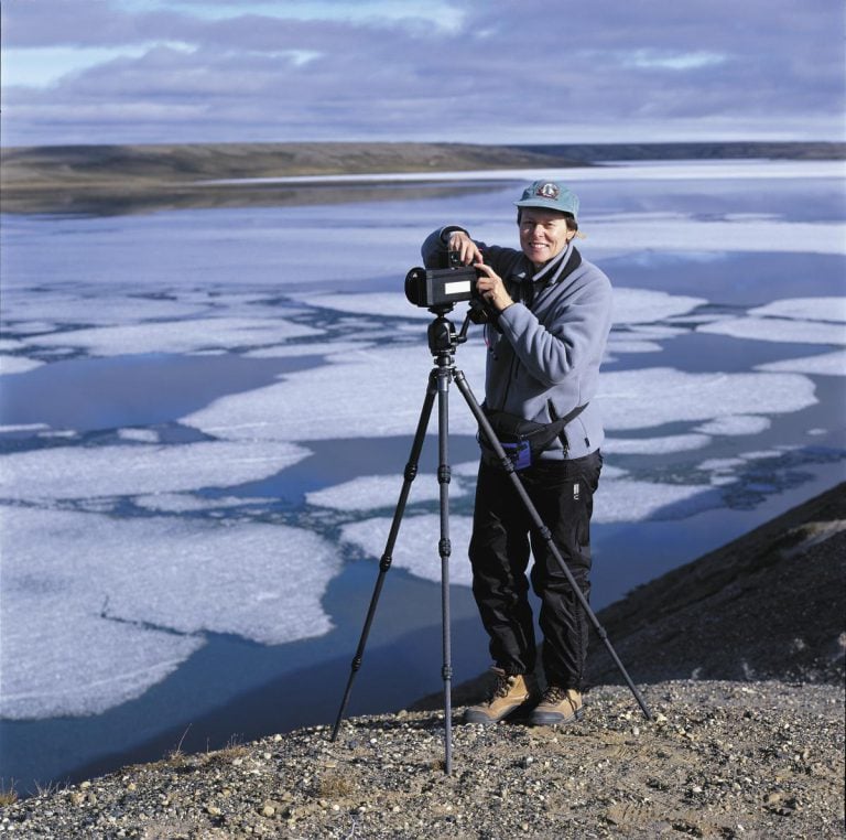 Roberta Bondar with camera on Banks Island