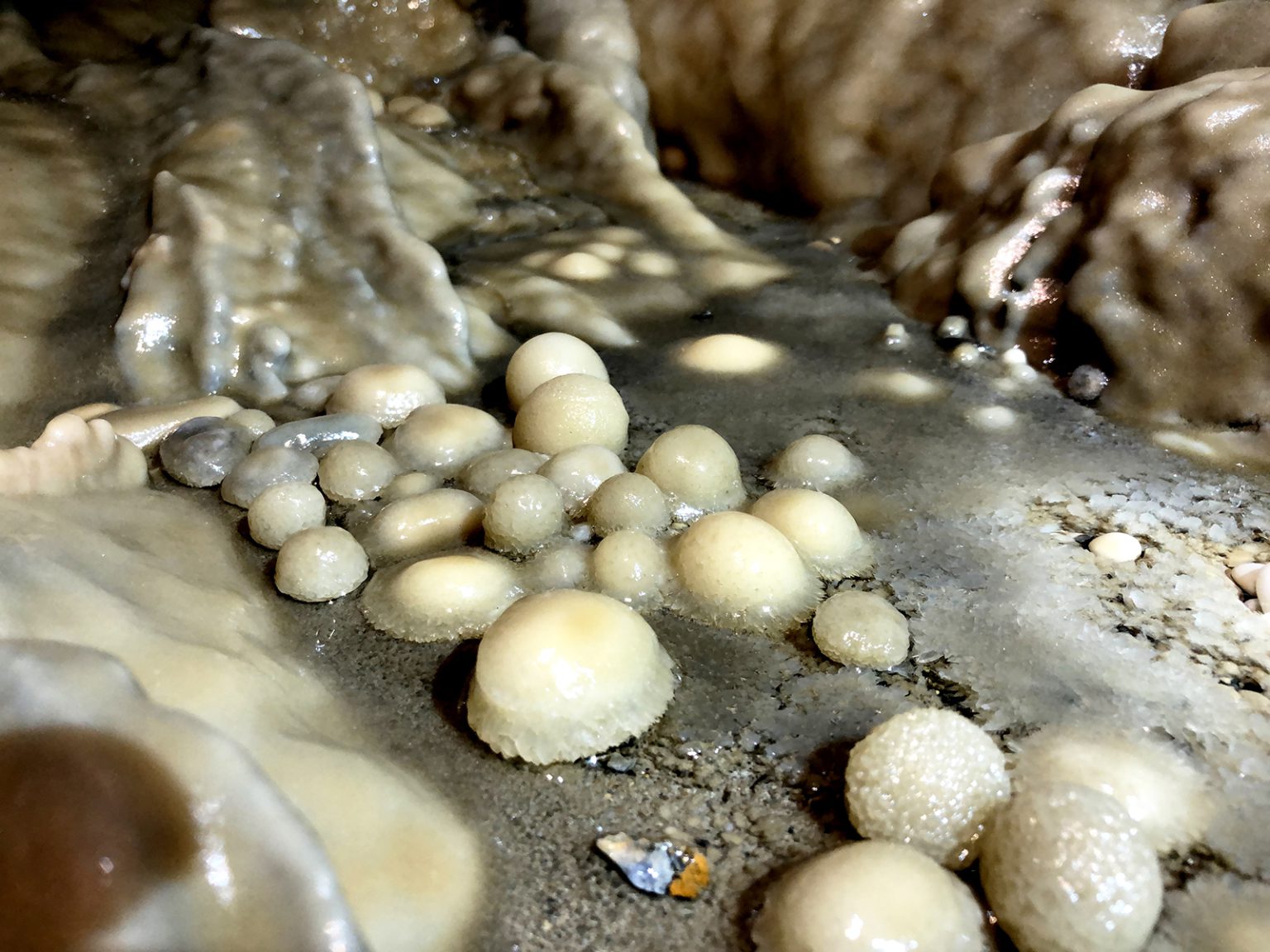 Cave pearls inside Raspberry Rising
