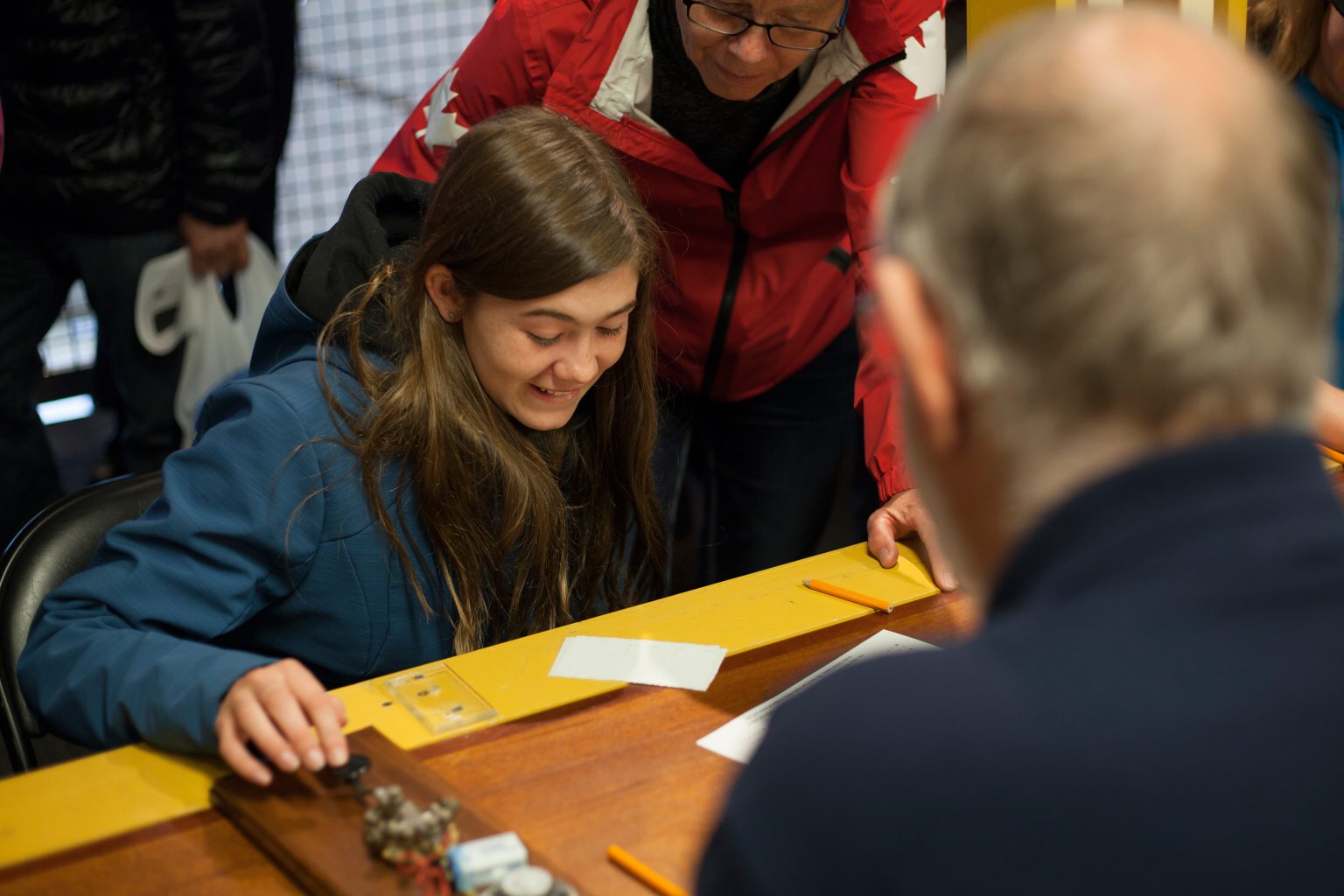 Student tapping out Morse code
