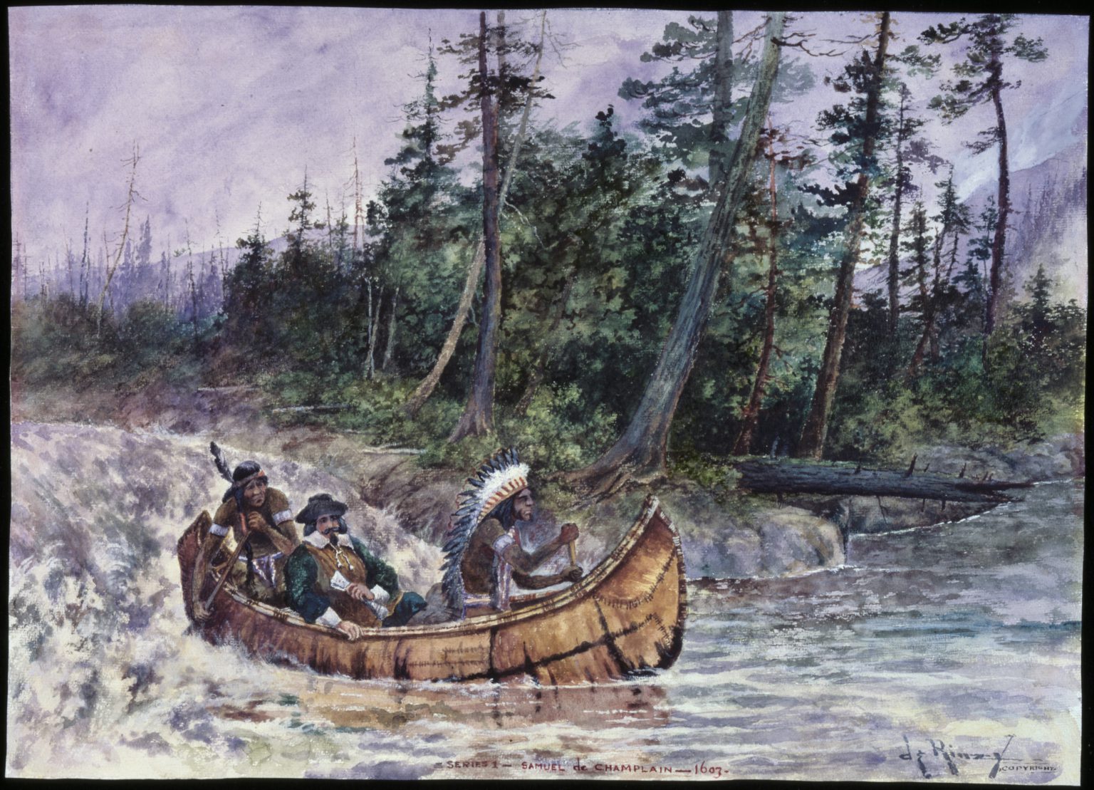Champlain canoe painting