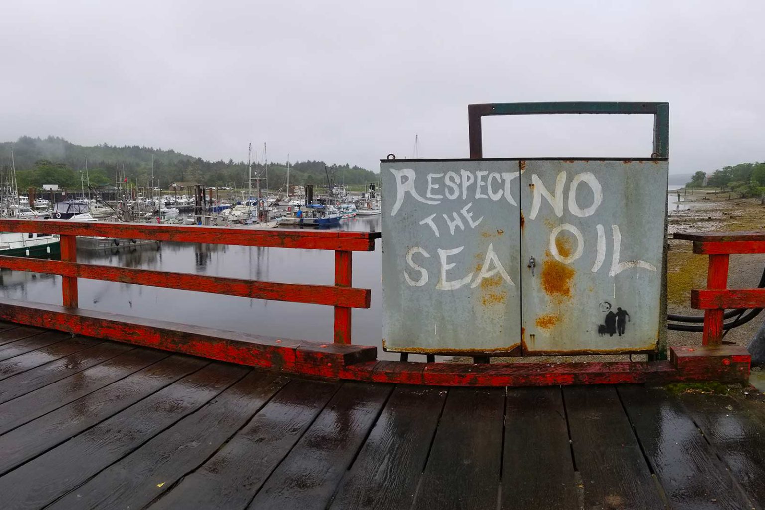 Graffiti on a pier in Haida Gwaii