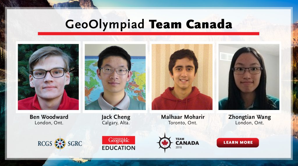 These four young geographers will represent Canada on the world stage at the 2018 iGeo competition in Quebec City