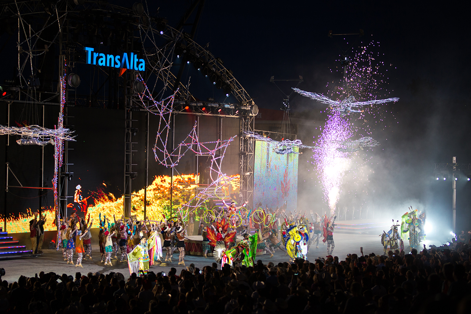 Indigenous dancers perform during the Grandstand Show at the 2017 Calgary Stampede