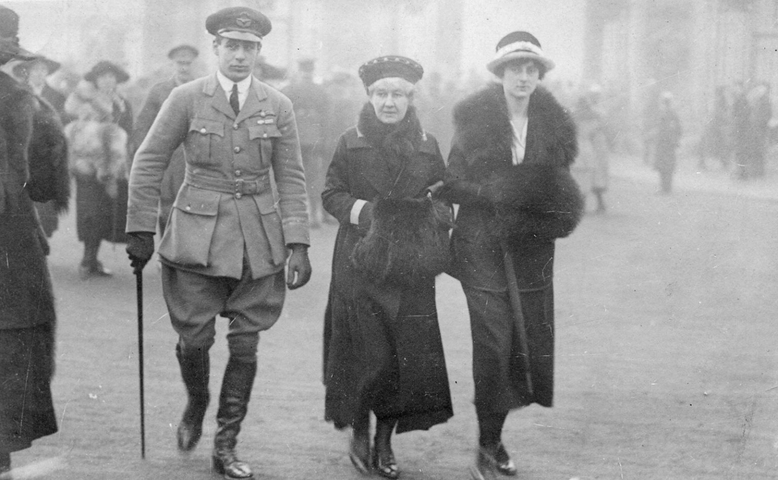 Fall walks to Buckingham Palace to receive the first of his Distinguished Service Crosses in 1917