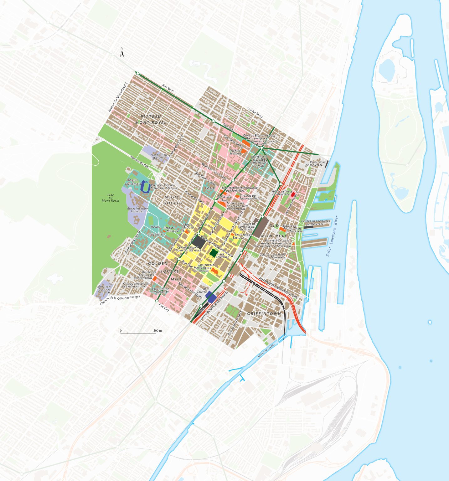 A map of downtown Montreal