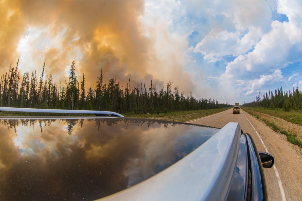 A controlled burn between Hay River and Yellowknife, NWT in July 2014