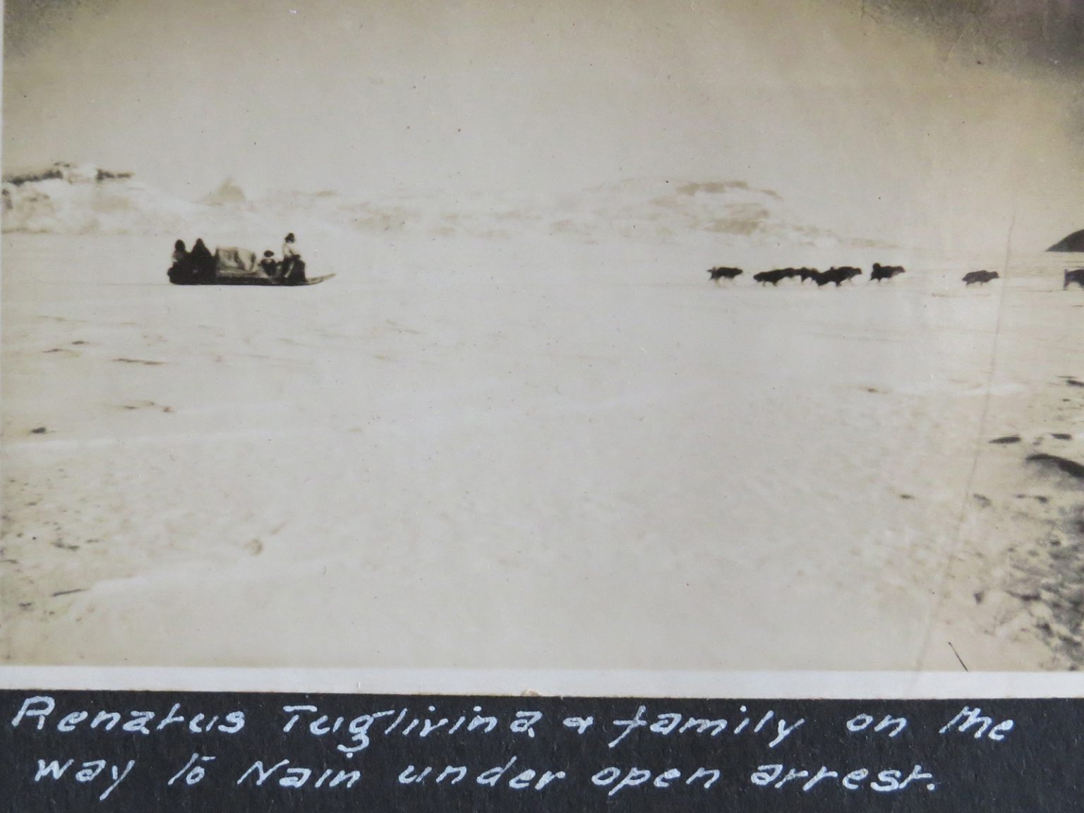 Renatus Tuglavina and his family making their way to Nain under house arrest