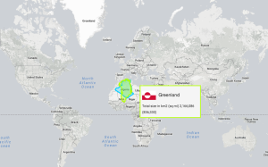 A map showing Greenland's actual size compared to its Mercator projection portrayal