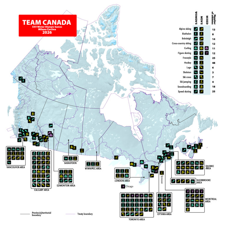 Mapping Team Canada S Athletes For The 2026 Olympic Winter Games Olympic Canada Map Feb3 768x766 