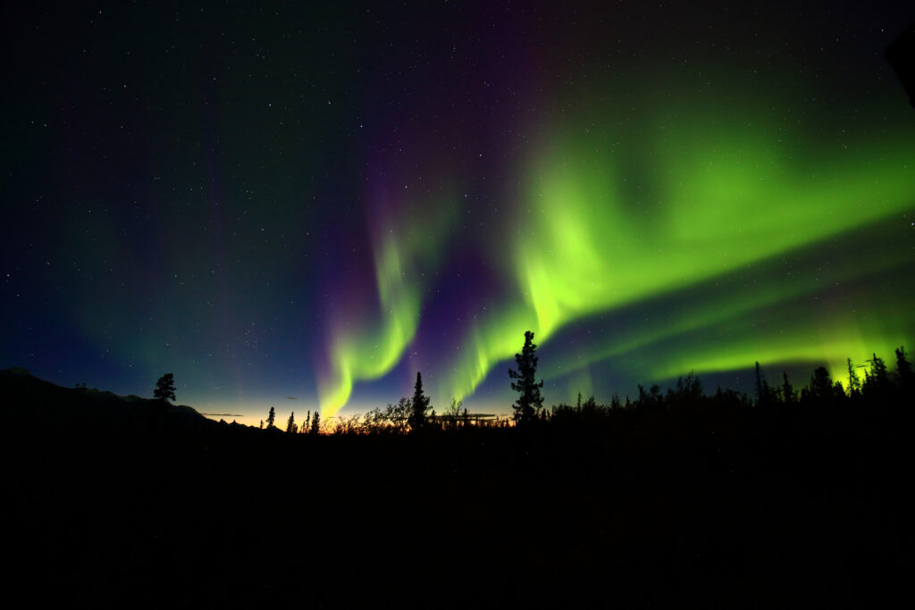 Colourful Northern Lights light up a night sky